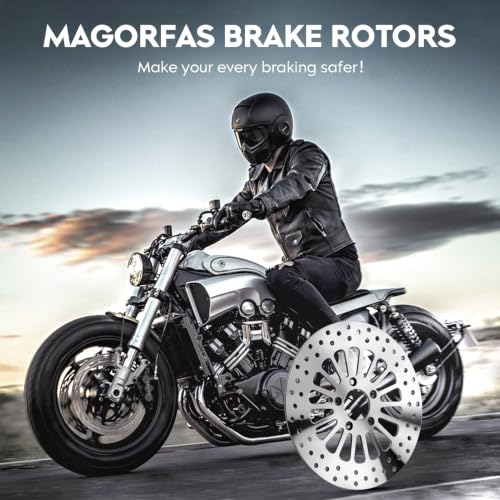 11.8" Polished Front Rear Brake Rotor Pads Set Fit for Harley Davidson Touring, for Road King/Electra Glide/Street Glide/Road Glide 2008-2022-3 PCS - size: 2 Front 1 Rear Rotor & Pad