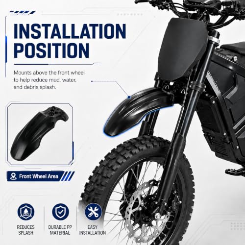PSLER Front Mud Guard for Tuttio Soleil 01, Yozma IN10 Dirtbikes, Black - color: Black