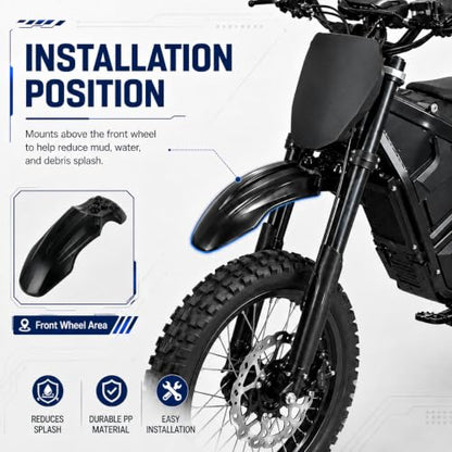 PSLER Front Mud Guard for Tuttio Soleil 01, Yozma IN10 Dirtbikes, Black - color: Black