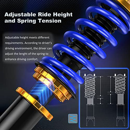 MOSTPLUS Full Coilovers Struts Compatible for 2008-2012 Honda Accord/2009-2014 Acura TSX Shock Absorber Assembly (Set of 4) - size: 2008-2012 Honda Accord