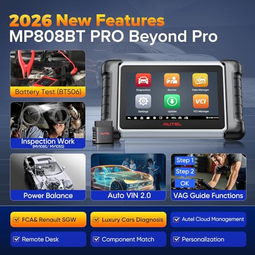 Autel MaxiPRO MP808BT PRO, 2026 ECU C0ding Scanner w/ 2-Year Update ($700)