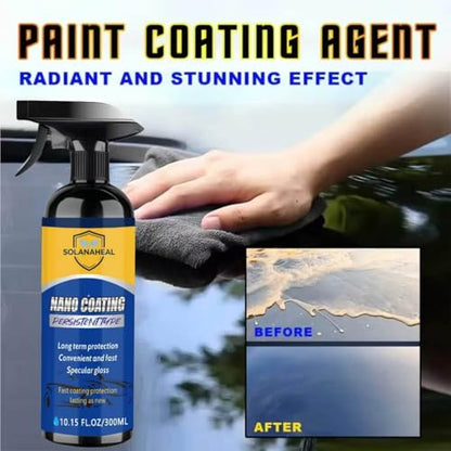 Nano Ceramic Coating Spray Kit, Quick Hydrophobic Car Wax Polish, High Gloss Paint Sealant, Scratch Repair UV Defense, Sponge, Microfiber Towel & Gloves for Cars SUV Motorcycles
