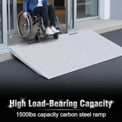 TOCRETOARE Shed Ramp, Heavy-Duty Loading Ramps for Lawn Mower, 29" L x 48" W Curb Ramp with Anti-Slip Punch Plate, 1500 lbs Capacity (29" L x 48" W) - size: 29" L x 48" W