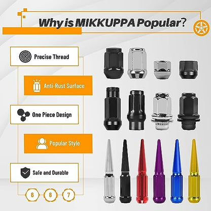 MIKKUPPA M12x1.5 Lug Nuts, Replacement for Honda Chevy Aftermarket Wheel - color: Matte Black