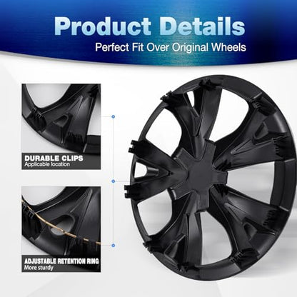 Hubcaps Wheel Covers for 2016-2026 Honda Civic Sedan 16inch - color: Silver & Glossy Black