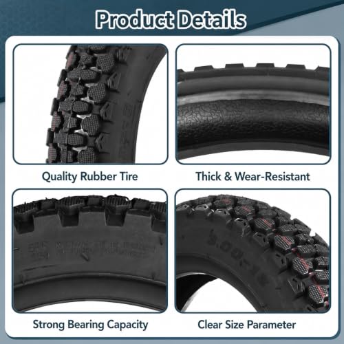 yeesport 3.00-12 Dirt Bike Tire 80/100-12 Street Tire Motorcycle Tube Set