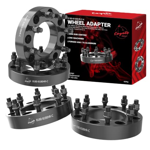 Wheel Accessories Parts 4 Pcs Wheel Spacers Adapters 8 on 180mm 1.50 Inch Thick 124.1mm Hub M14x1.5 14x1.5 Thread Stud Fits Chevy Silverado GMC Sierra 2500 3500 Single Rear Wheel (SRW) - size: No Lip, style: 1.50" Alum (4 Pack)