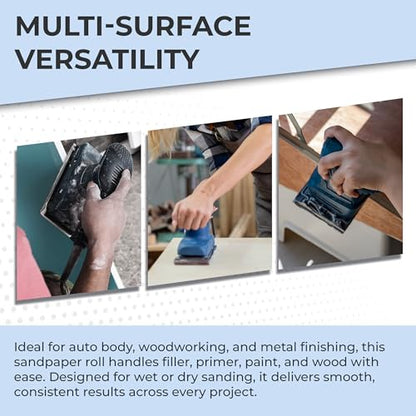 Sunmight Ceramic Film Sandpaper Roll 2.75" x 13.12yd 220G — Hook & Loop Sand Paper Sheets for Auto Body, Car Sanding, Wood, Metal, Longboard Block Tools | Wet Dry Automotive Shop Supplies, Wet Dry Use - size: 220G Grip