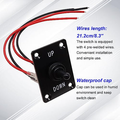 weideer Momentary Reverse Polarity Switch 12V 30A Motor Control RV Jack Switch DPDT 4 Pin (ON)-Off-(ON) UP DOWN Toggle Switch with Waterproof Cap Wires - color: BK-Toggle Switch-UP DOWN, size: Momentary