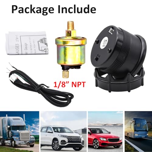 Car Oil Pressure Gauge 12V Auto Oil Press Gauge Psi 2" 52mm Meter - color: Blue Light Oil Press Psi