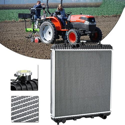 OE # 3C081-17100 Radiator Replacement for Kubota M9540FC M100XDTC M108SH M108SDSL SDSL2 M9540M100GXDTC M110XDTC M8540DT M8560HD M9960HDC M9960HF, Aluminium Tractor Radiator - size: 3C081-17100