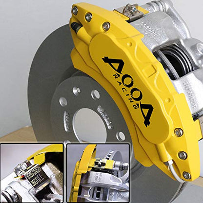 AOOA Yellow with Black Logo Caliper Covers Disc Brake Caliper Covers Caliper Paint Fit for KIA Telluride 2020-2025（front and rear） - color: yellow with black logo