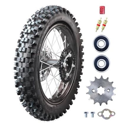 3.00-14 90/100-14 Dirt Bike Rear Rim Wheel Tire With 15mm Bearing for 125cc 140cc 150cc 160cc Kayo TT140 TTR125 RM80 RM85 KLX140R DB17 DB27 X-Motos Apollo RFZ DB-X18 SSR SR150 Baja Pit Bike