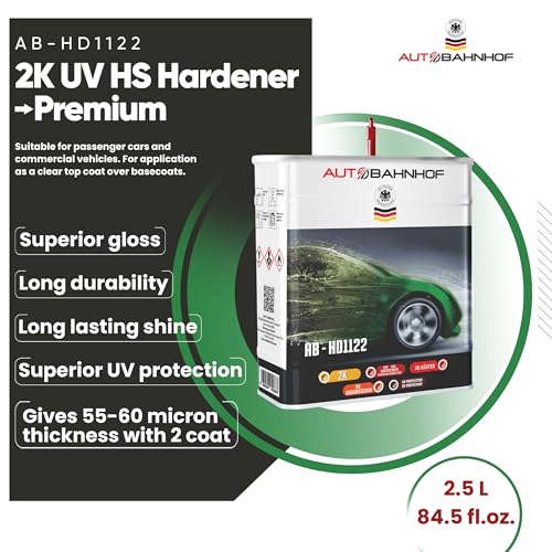 AB-CC2222 Medium Kit – HS 2:1 Clear Coat + 2K UV Medium Hardener | Superior Gloss & Smooth Finish | Ideal for 18–25°C | Automotive Refinish System for Basecoat Protection - color: Clear Coat Premium & Hardener Medium (Kit)