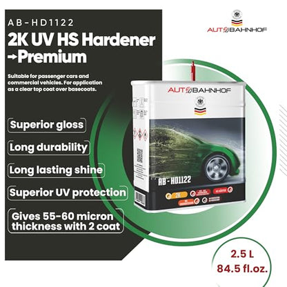 AB-CC2222 Fast Kit – 2:1 High Solids Clear Coat + 2K UV Fast Hardener | Quick Drying for Cold Weather | High Gloss Finish | Excellent Flow & Easy Application for Automotive Refinishing - color: Clear Coat Premium & Hardener Fast (Kit)