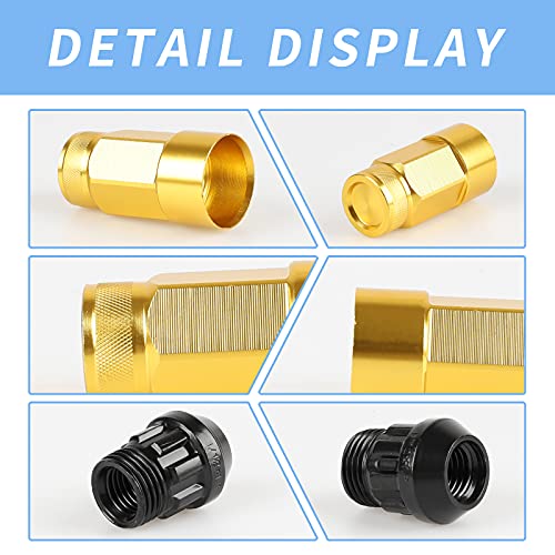 20PCS Closed End Lug Nuts M12X1.5 Wheel Rims Lug Nuts +Socket (Gold) - color: Gold