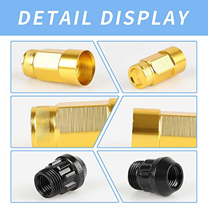 20PCS Closed End Lug Nuts M12X1.5 Wheel Rims Lug Nuts +Socket (Gold) - color: Gold