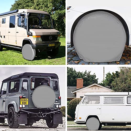 Tire Covers for RV Wheel Set of 4 Non-Woven Wheel Covers Waterproof UV Coating Tire Protectors Universal Fit for RV Trailer Camper Truck Jeep SUV Car Wheel, Fits Tire Diameters 24-26” - size: 24-26”