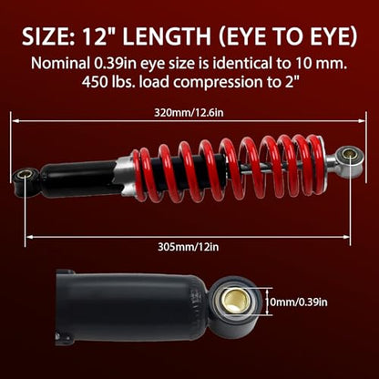 2pcs 12" Adjustable Shocks 10mm ID Go Kart Minibike - size: 10mm ID