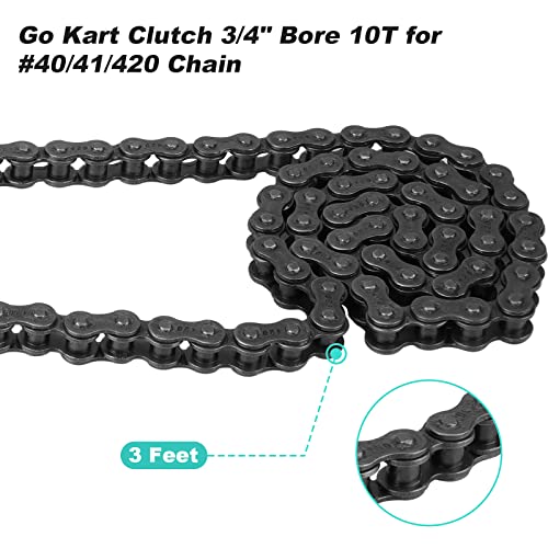 Go Kart Clutch 3/4 Bore 10T with #40/41/420 Chain, for Predator 212 Centrifugal Clutch Fit for Minibike MB165 & MB200 and Honda Cloned Engines GC160, GC190, GX120, GX140, GX160, GX200. Up to 2-6.5HP - size: 3/4" Bore 10T with Chain