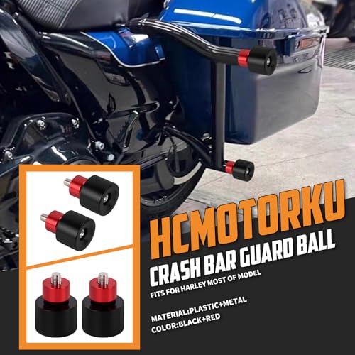 Crash Bar Wheel Screw Fit for Harley Touring and Softai - style: Black Wheel with Red Slider