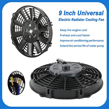 9" Inch Electric Radiator Fans 12V Universal Cooling Fan 80W Mount Kit High Performance Radiator Assembly Kit - style: 9" Straight