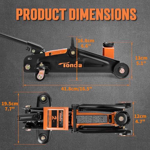 TONDA Floor Jack, 3,800 lb Hydraulic Car Jack, 4.9"-11.8", Black - color: 2T Black