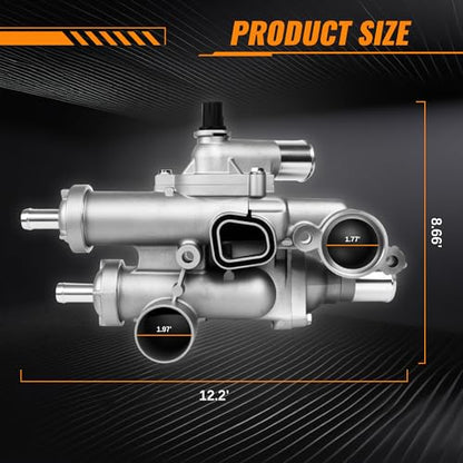 68003582AB Upgraded Aluminium Engine Coolant Thermostat Housing Assembly Compatible with Chrysler 200 Sebring Dodge Avenger Caliber Journey Jeep Compass Patriot 2.4L 2007-2020 with Sensor #902-319
