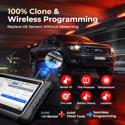 Autel TPMS Sensors Set of 4: Universal Programmable Tire Pressure Sensors