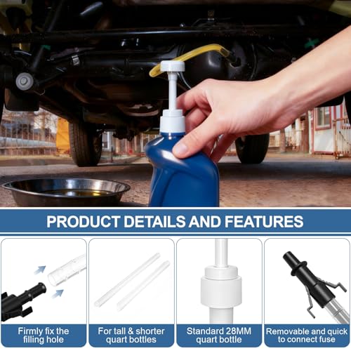 2 Pack Fluid Pump, Fluid Pump for Standard Quart Bottles，10cc Per Pump Stroke, Transmission Fluid Pump with 3rd Hand Adapter, Transfer Gear Oil Transmission and Differential Fluid Pump - color: 10CC-2Pack