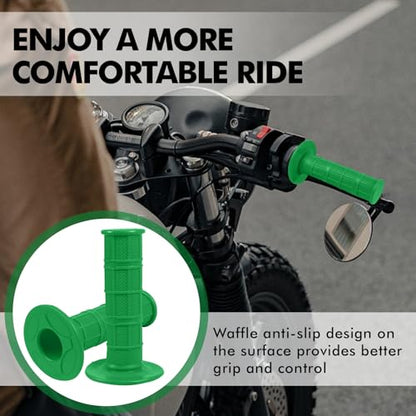 2PCS Motorcycle Handlebar Grips, 7/8 & 1 Inch Non-Slip Grips (Green) - color: Green