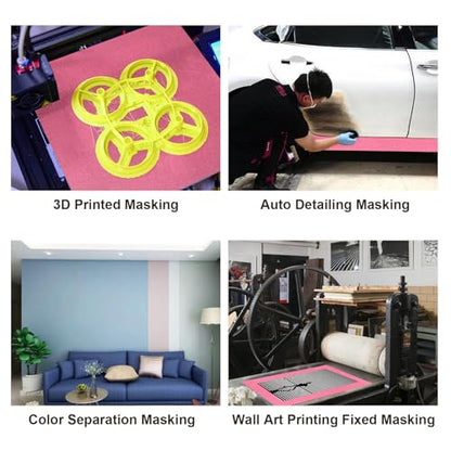 BOMEI PACK Wide Pink Painters Tape 4 Inches x 30 Yards, 3D Tape, 3D Printing Tape for Laser Cutting, 21-Day Clean Removal Wide Masking Tape - color: Pink