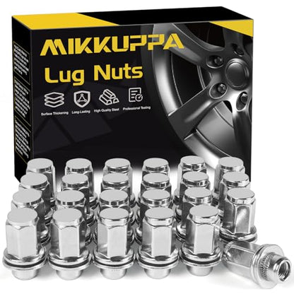 MIKKUPPA M12X1.5 Mag Lug Nuts, Chrome 24PCS Lug Nuts 13/16" Hex - color: Silver, size: M12X1.5-1.9" (48mm) Long, style: 24 PCS