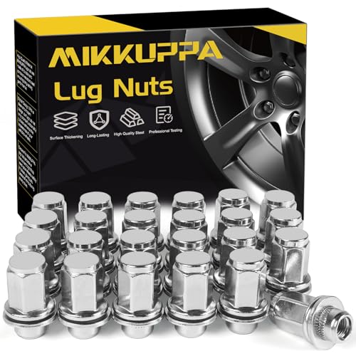 MIKKUPPA M12X1.5 Mag Lug Nuts, Chrome 24PCS Lug Nuts 13/16" Hex - color: Silver, size: M12X1.5-1.9" (48mm) Long, style: 24 PCS
