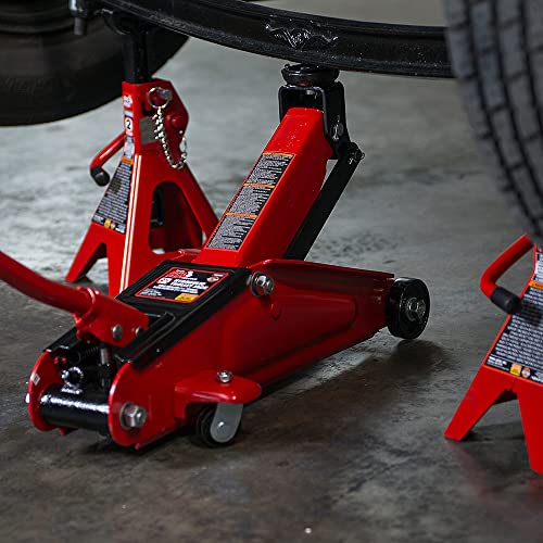 Big RED 2.5 Ton Low Profile Floor Jack, Portable Hydraulic Trolley Floor Service Jack with Blow Mold Carrying Storage Case, Red - size: 2.5 Ton (5,000 lb) with case, style: Steel