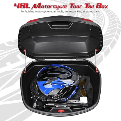 Yescom AHR 48L Motorcycle Top Case TrunkTail Box Trunk Tour Storage Box - size: 48L