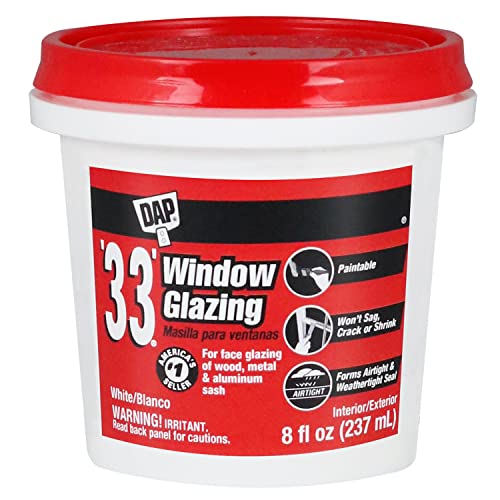 DAP '33' Window Glazing, White, 8 Oz (7079812120) - size: 1/2 Pint