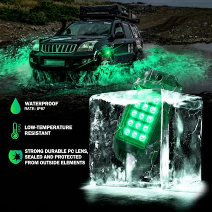 Xprite Bluetooth Rock Lights Multicolor Neon Accent Lights Underglow Kits - color: Standard Housing, size: 6 Pods