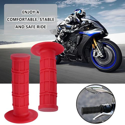 2PCS Motorcycle Grips,Anti-Slip Rubber Dirt Bike Grips with 7/8" Left & 1" Right Compatible with CRF KXF,Universal Motorcycle/Bike Handlebar Grips for Women & Men (Red) - color: Red