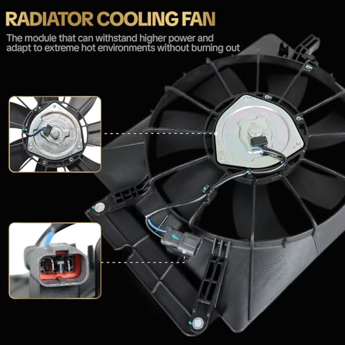 620-232 620-233 AC Condenser Cooling Radiator Fan Assembly Fits for 2003-2006 Honda Element 2.4L for 2002-2006 Honda CR-V 2.4L 19015PZDA01 19030PZDA01 - size: CR-V 2.4L 2002-2006, Element 2.4L 2003-2006