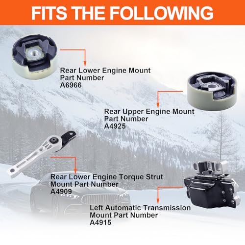 Engine Motor Mount Set & Trans Mount ,Replaces A4925 A6966 A4915 A4909 - size: CC 09-12 2.0L/Jetta 13-16 1.4L/Passat06-10 2.0L