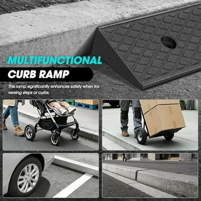 DNA Motoring 2pcs 2.1" Rise Rubber Curb Ramp Heavy Duty Loading Driveway Ramp Threshold Ramps 38.6" W x 5.9" D x 2.1" H for Loading Dock, Warehouse, Motorcycles, Cars, TOOLS-00643 - style: 2.1 in 2pcs