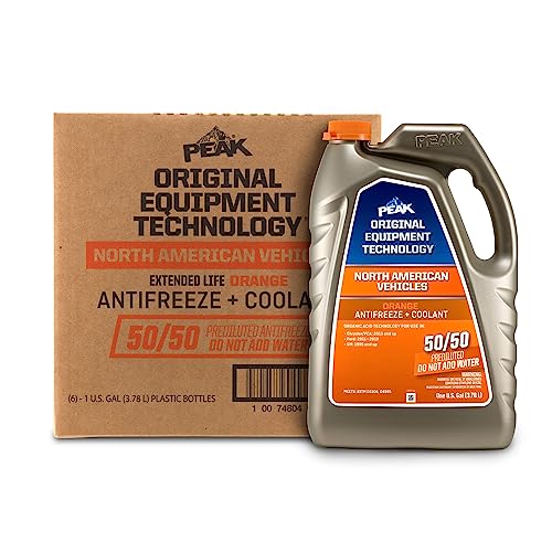 PEAK OET Extended Life Orange 50/50 Prediluted Antifreeze/Coolant for North American Vehicles, 6 Pack