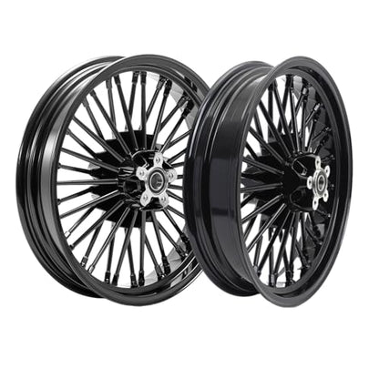 TOFR 18x3.5 18x3.5 Fat Spoke Wheels Black For Harley Touring Baggers 84-08 - color: Gloss Black, size: Front:18x3.5 Rear:18x3.5