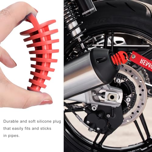 Sun Walker 2 PCS Muffler Exhaust Wash Plug, 0.6"-1.5" Motorcycle Exhaust Silencer Cleaning Plug with Streamer, Rubber Muffler Tailpipe Wash Protector for 2 Stroke Dirt Bike ATV (Red) - color: Red, Thin