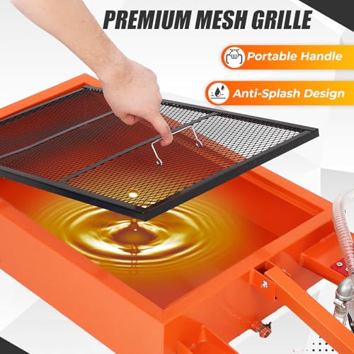 17 Gallon Steel Oil Drain Cart with 12V Electric Pump & 8 Ft Hose, Orange - color: Red, size: 17 Gallon(12V Electric Pump)