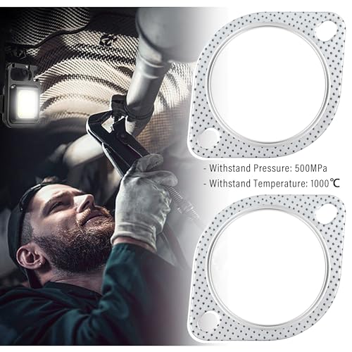 2PCS Car Exhaust Gasket,3.5" 2-Bolt Exhaust Flange Gasket Car Accessories,Professional Exhaust Manifold Gasket Made of High Temp Gasket Material (3.5 inch) - color: 3.5inch