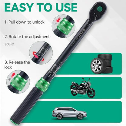 Click Torque Wrench, Dual-Direction Adjustable 72 Tooth Ratchet, ±3% Accuracy, Small Torque Wrench for Bike, Motorcycle and Car Repair (1/2", 6PCS) - size: 1/2", 6PCS