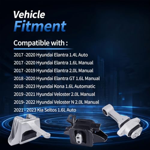 Engine Motor Mount Fits 2021-2023 Kia Seltos 1.6L Auto, 2017-2020 Elantra - size: 2017 -2019 Elantra 2.0L