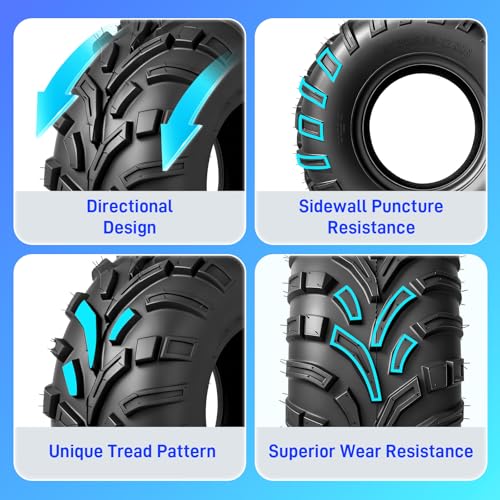 24x8-12 ATV UTV Tires,6PR All-Terrain Tire,Tubeless,Pack of 2 - size: 24x8x12